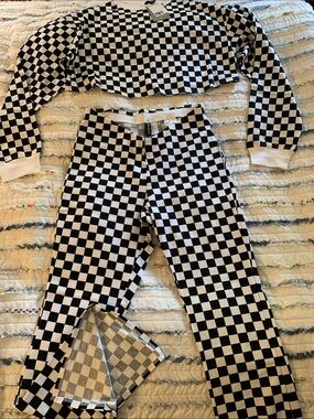 H&M Black and White Checkerboard Tee and Matching Pants
